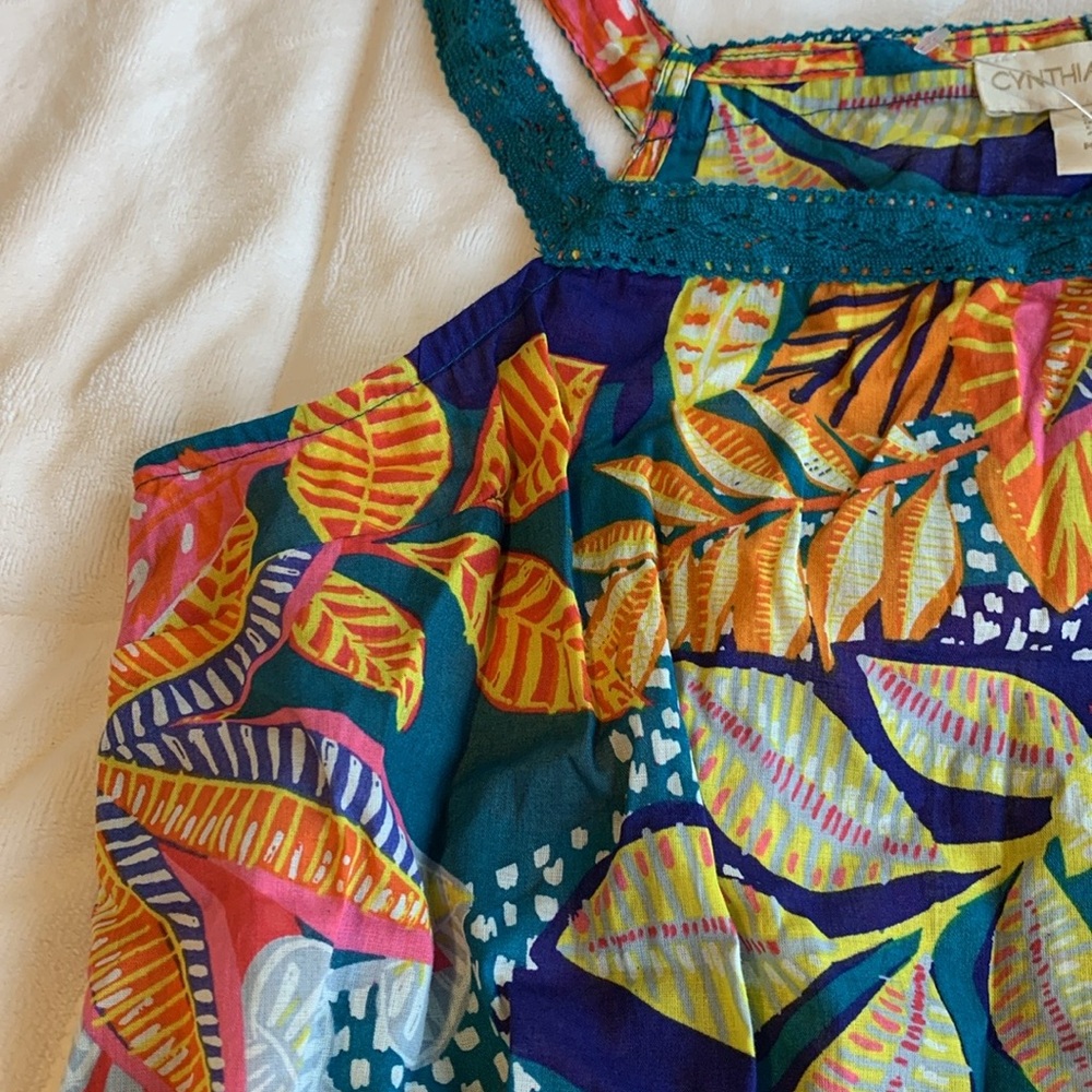 NWOT Cynthia Rowley Crop Top Tank -  Botanical Pattern - Picture 4 of 8